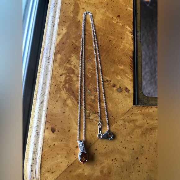 Natural Citrine Sterling Silver Necklace - Picture 3 of 7